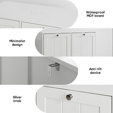 Tilted Hidden Laundry Hamper Bathroom Cabinet with Removable Basket