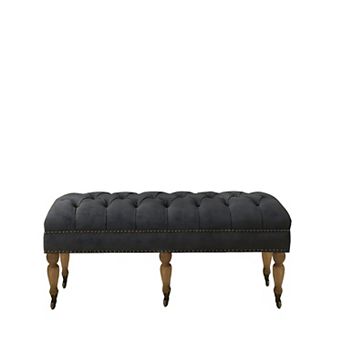 Vintage Linen Tufted Bench