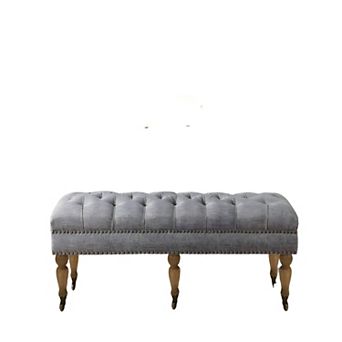 Vintage Linen Tufted Bench