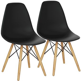 Set of 2 Mid-Century Modern DSW Dining Side Chairs - Black