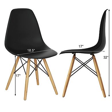 Set of 2 Mid-Century Modern DSW Dining Side Chairs - Black
