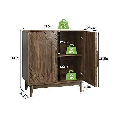 Carved Door Sideboard Buffet Cabinet With Adjustable Layer Board