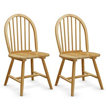 Set of 2 Vintage Windsor Wooden Dining Chairs with Spindle Back