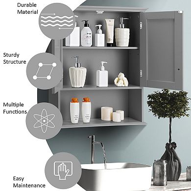 Wall-Mounted Bathroom Storage Cabinet - Grey