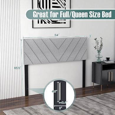Grey Linen Upholstered Headboard for Full and Queen Beds