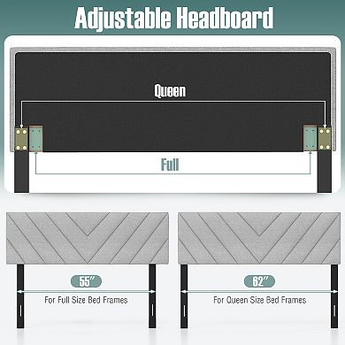 Grey Linen Upholstered Headboard for Full and Queen Beds