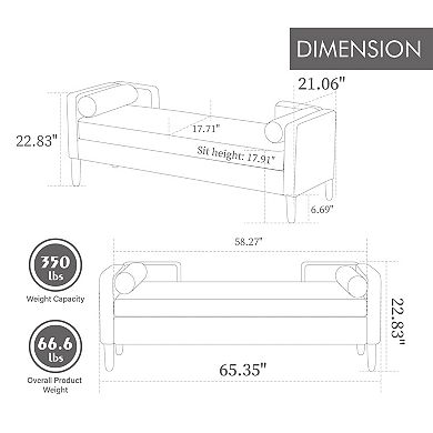 GOMYHOME 65" Corduroy Upholstered Storage Bench with Arms, Lift-Top End of Bed Ottoman