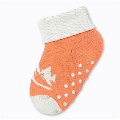 Toddler Combed Cotton Turn cuff Non-Slip 2 Pair Socks
