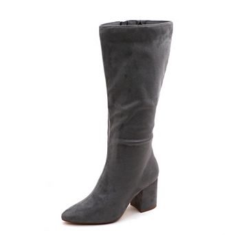 Chic Suede-Style Tall Boots for Women - Block Heel & Pointed Toe