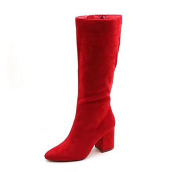 Chic Suede-Style Tall Boots for Women - Block Heel & Pointed Toe