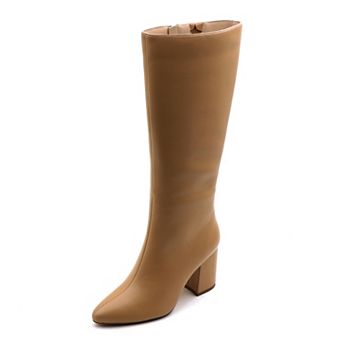 Chic Suede-Style Tall Boots for Women - Block Heel & Pointed Toe