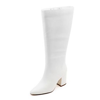 Chic Suede-Style Tall Boots for Women - Block Heel & Pointed Toe