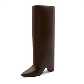 Chic Suede-Style Tall Boots for Women - Block Heel & Pointed Toe