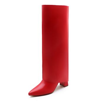 Chic Suede-Style Tall Boots for Women - Block Heel & Pointed Toe