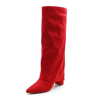 Chic Suede-Style Tall Boots for Women - Block Heel & Pointed Toe