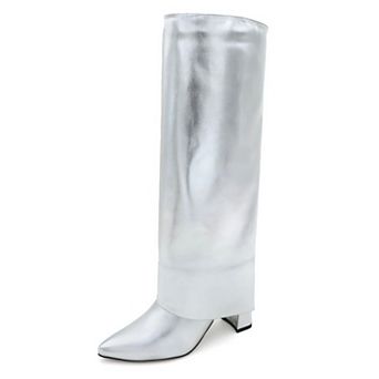 Chic Suede-Style Tall Boots for Women - Block Heel & Pointed Toe