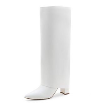 Chic Suede-Style Tall Boots for Women - Block Heel & Pointed Toe