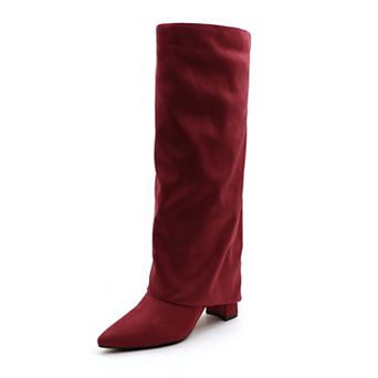 Chic Suede-Style Tall Boots for Women - Block Heel & Pointed Toe