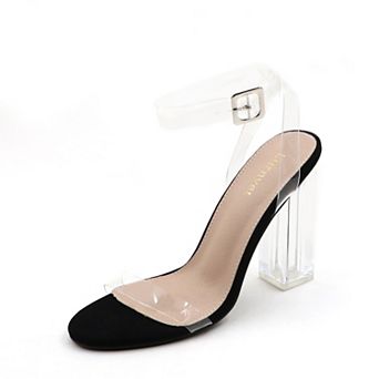 Chic Transparent Strap Block Heel Sandals for Women - Stylish Open Toe Ankle Strap Heels