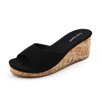 Chic Slip-On Wedge Sandals for Women - Stylish Open Toe Comfort Footwear