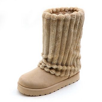 Cozy Plush Ribbed Winter Boots Warm & Stylish Comfort Footwear