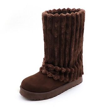 Cozy Plush Ribbed Winter Boots Warm & Stylish Comfort Footwear