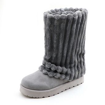 Cozy Plush Ribbed Winter Boots Warm & Stylish Comfort Footwear