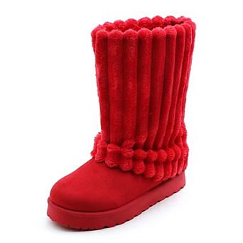 Cozy Plush Ribbed Winter Boots Warm & Stylish Comfort Footwear