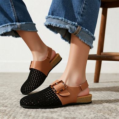 Comfort Perforated Slingback Sandals for Women - Everyday Slip-On Footwear