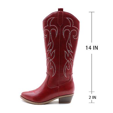 Western Embroidered Tall Boots for Women - Classic Cowboy Style Footwear