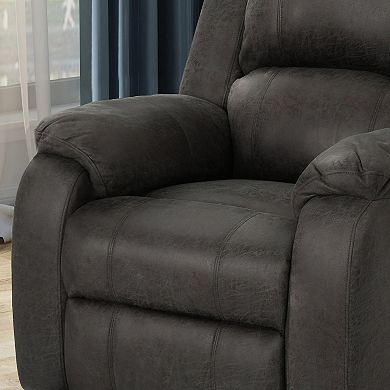 Manual Recliner Chair in Slate Linen Fabric