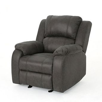 Manual Recliner Chair in Slate Linen Fabric