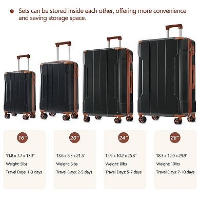 Hardshell Luggage Sets 6 Piece Suitcase Set, Expandable Lightweight Suitcases