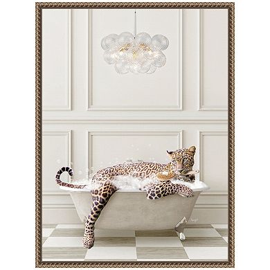 Sylvie Cheetah Traditional Chandelier Bath Framed Canvas by Amy Peterson
