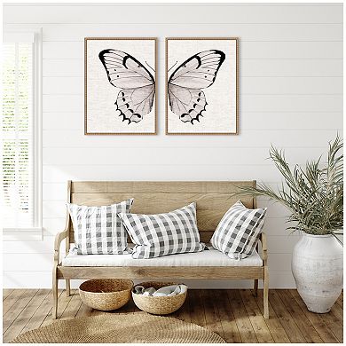 Sylvie Beaded Minimal Butterfly - 2 Piece Framed Canvas Art Set by The Creative Bunch Studio