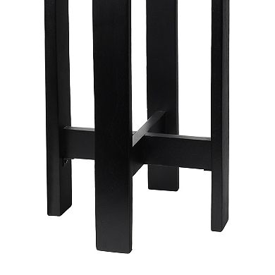 Elena 24" Structured Wood Drink Table and Decorative End Table with White Marble Round Top