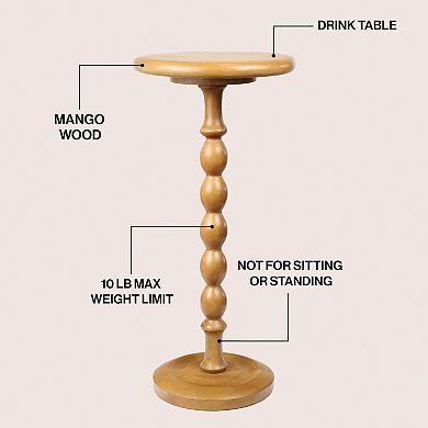 Augustus 24.5" Cottage Classic Spindle Wood Pedestal Round Drink Table and Decorative End Table