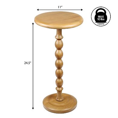 Augustus 24.5" Cottage Classic Spindle Wood Pedestal Round Drink Table and Decorative End Table