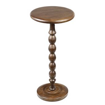 Augustus 24.5" Cottage Classic Spindle Wood Pedestal Round Drink Table and Decorative End Table