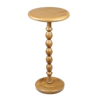 Augustus 24.5" Cottage Classic Spindle Wood Pedestal Round Drink Table and Decorative End Table