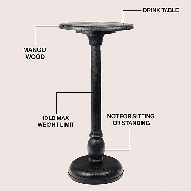 Leopold 24.5" Cottage Designer Mango Wood Pedestal Round Drink Table and Decorative End Table