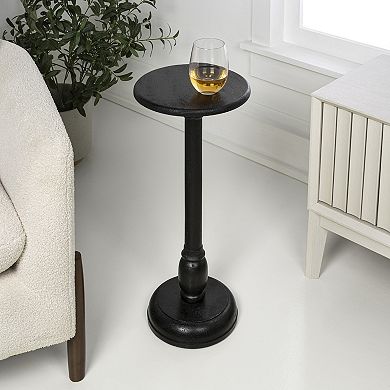 Leopold 24.5" Cottage Designer Mango Wood Pedestal Round Drink Table and Decorative End Table