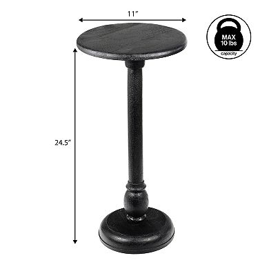 Leopold 24.5" Cottage Designer Mango Wood Pedestal Round Drink Table and Decorative End Table