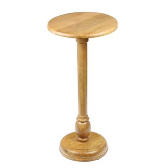 Leopold 24.5" Cottage Designer Mango Wood Pedestal Round Drink Table and Decorative End Table