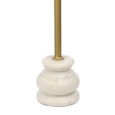 Colby 24.5" Wood/Metal Drink Table and Decorative End Table with Quatrefoil Top, White Marble Base