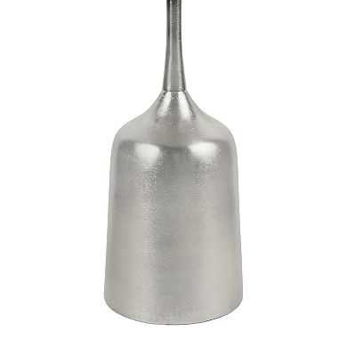 Pip 20.25" Metal Drink Table and Decorative End Table with White Marble Round Top Bell Pedestal Base