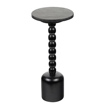 Turner 24.5" Cottage Spindle Wood Column Drink Table and Decorative End Table with Marble Round Top