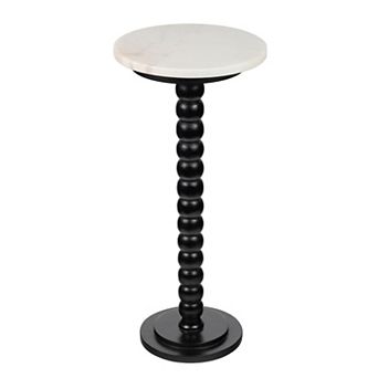 Seraphina 24.75" 2 tier Metal Frame Drink Table and Decorative End Table with Marble Round Top