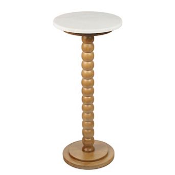 Seraphina 24.75" 2 tier Metal Frame Drink Table and Decorative End Table with Marble Round Top