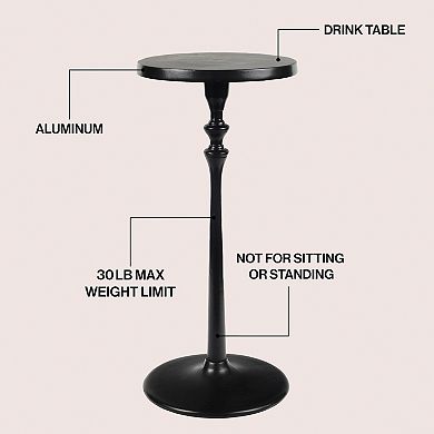 Lulu 19.5" Art Deco Classic Pedestal Round Metal Drink Table and Decorative End Table
